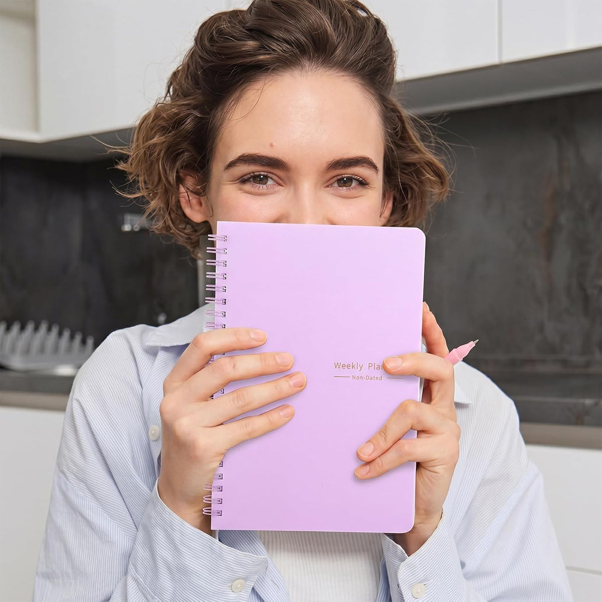 Thboxes A5 Weekly Planner Notebook, 52 Week Undated Journal for Women, Pink