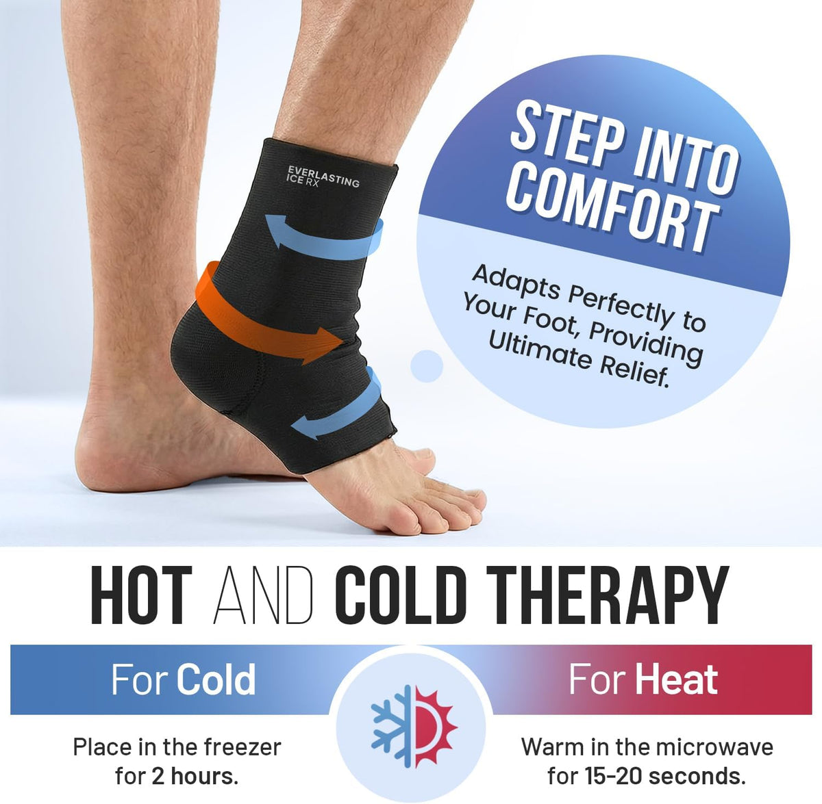 Ankle Ice Pack Wrap, Reusable Gel Cold Compression for Plantar Fasciitis
