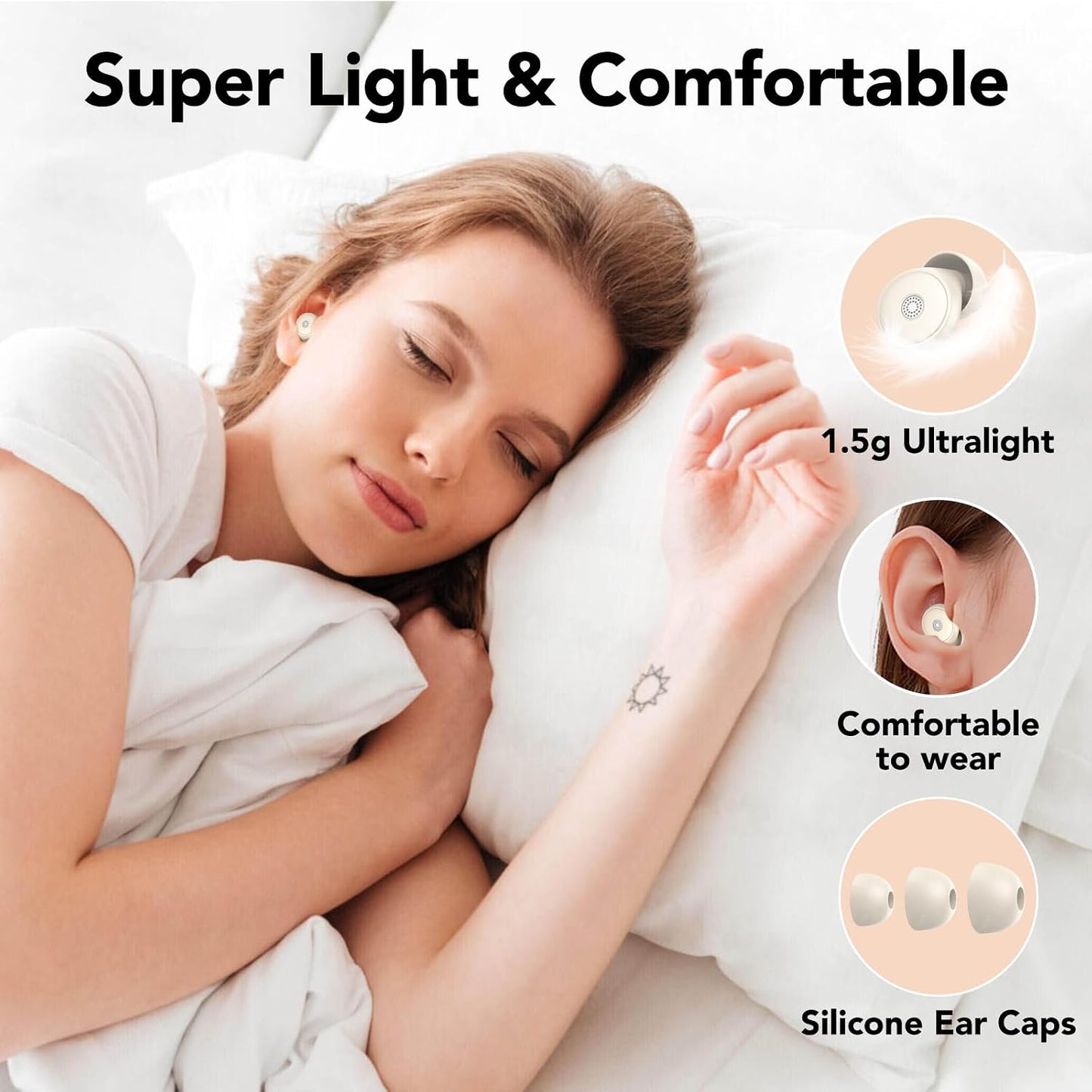 Ear Plugs for Sleeping,Noise Cancelling Silicone Earplugs,Concert,45 dB,Soft and Reusable,Hearing Protection with 8 Earpieces in 4 Sizes(XS/S/M/L),Carrying Bag,for Concert,Sleeping,Black