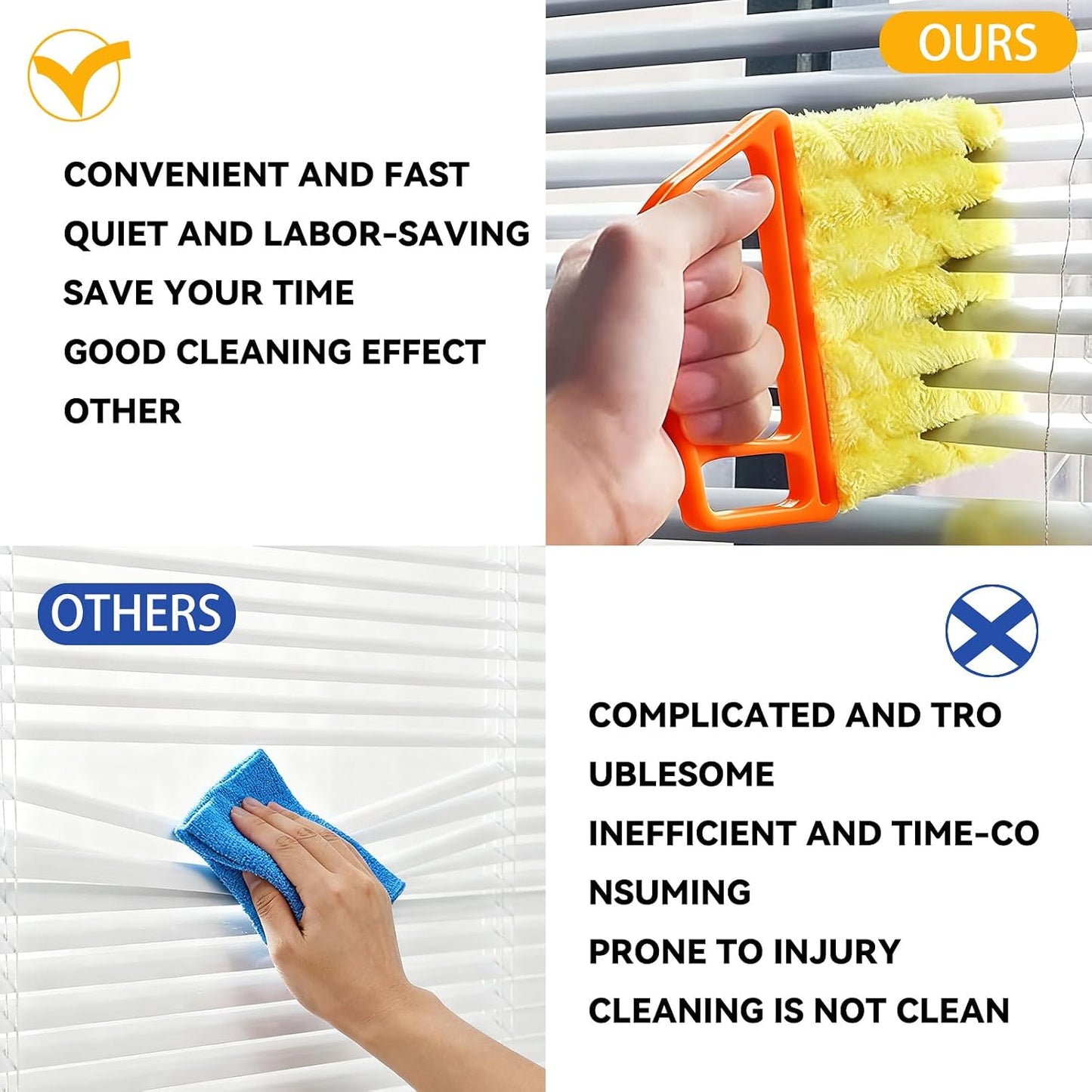2 Pcs Blinds Cleaner Duster Tool 7 Finger Microfiber Washable Mini Window Dusters for Cleaning Dust Remova for Window Air Conditioner Vent Fans Venetian Shades Wood Blinds Dust Dirt