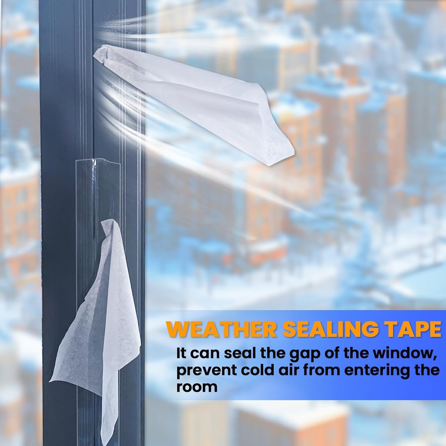 White Window Weather Sealing Tape, AC Air Conditioner Sealing Tape | Window Draft Isolation, No Residue, Self Adhesive for Keep Out Cold Air Dust Rain, Waterproof