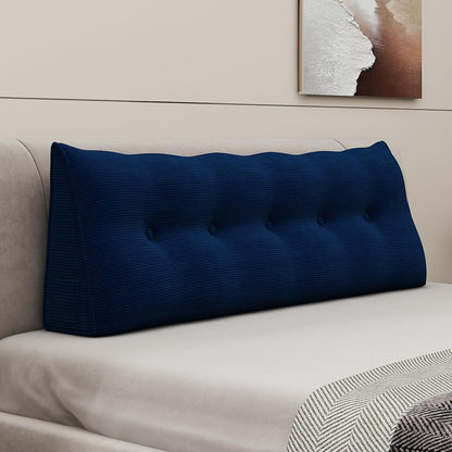 Headboard Wedge Pillows for Sitting Up in Bed Rest Adult，Triangular Upholstered Stuffed Reading Pillow for Sofa Couch Back Cushions Lumbar Body Support Dorm Bedroom（King，Corduroy Gray）