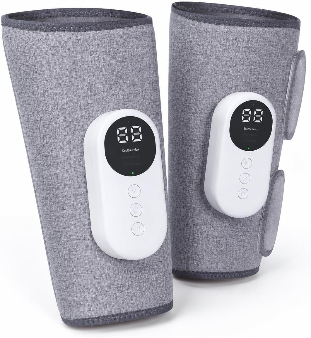 brenzo Leg Massager, Calf Massage Wraps for Everyday Comfort, Pair | Soothing Heat, 3 Massage Modes, 3 Adjustable Intensities, Easy-to-Use Controls, Everyday Relaxation, Pair Included