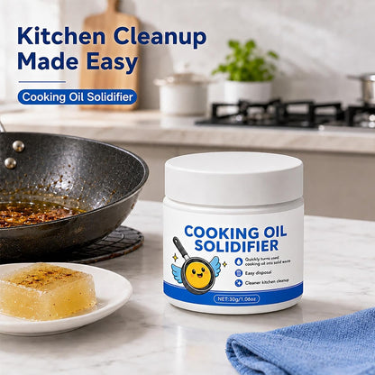Natural Oil Solidifier Powder 30ml Fast Acting Kitchen Grease Remover Aid | Solidifies Used Frying Oil for Easy Disposal, Ideal for Deep Fryer, Pan, Grill, Oven, Stove, Restaurant & Household Kitchens