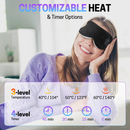 Aurya Heated Eye Mask for Dry Eyes, Cordless Warm Eye Mask with 3 Heat Levels & 4 Timer Settings for Blepharitis, Styes, Eye Relief, Rechargeable Wireless Heated Sleep Mask for Men Women, 9.25×4.13 IN