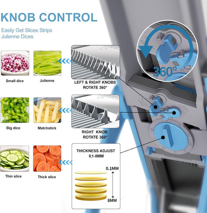Safe Mandoline Slicer for Kitchen, Potato Slicer for Chips,Vegetable Cutter | Potato Slicer for Chips, 6 in 1 Vegetable slicer with Thickness Adjuster, Faster Kitchen Slicer for Meal Prep (Only Slice)
