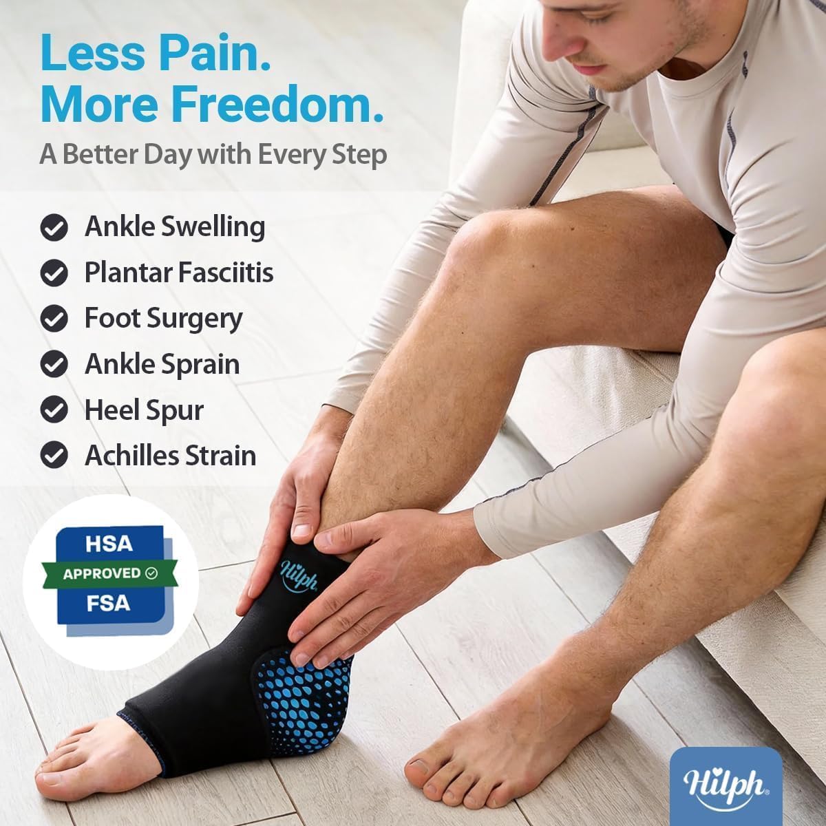 Hilph Plantar Fasciitis Recovery Kit with Foot Ice Pack Wrap & Massage Ball