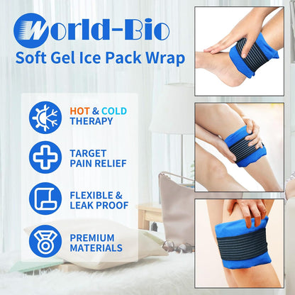 Soft Gel Ice Pack Wrap 12"x4.7" | Reusable, Hot Cold Therapy, Head Neck