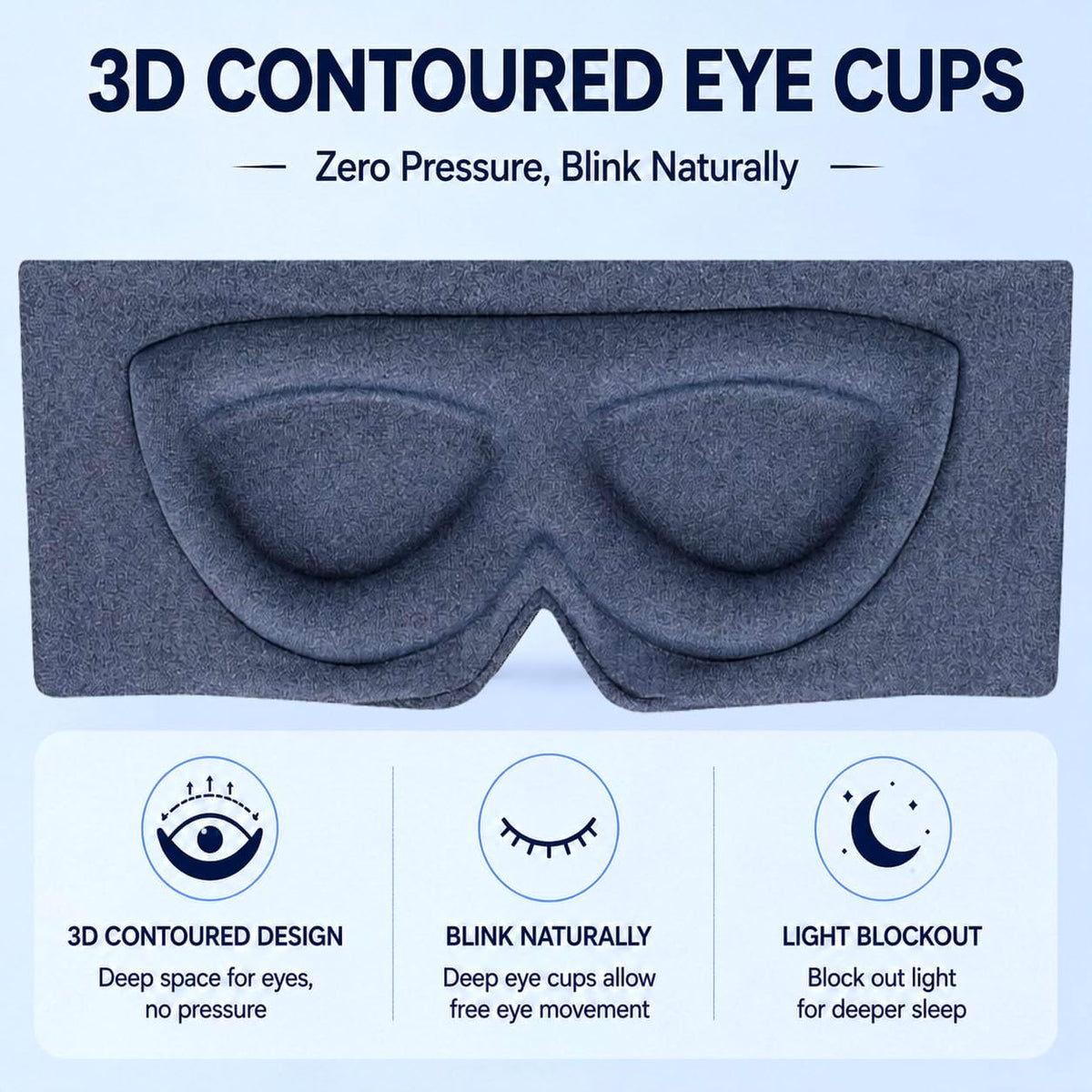 ALASKA BEAR Memory Foam Sleep Mask, Contoured Eye Cups for Women Men, Blue