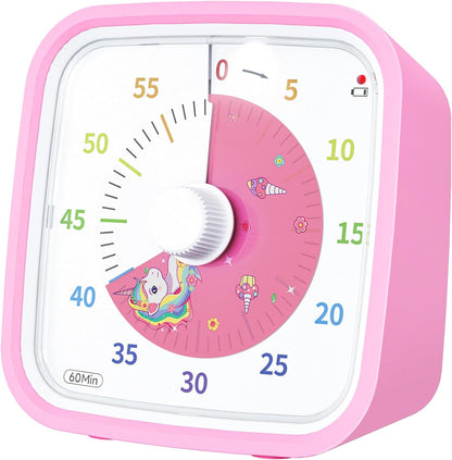 Yunbaoit Rainbow Visual Timer for Kids, 60-min Countdown Timer, Blue | Protective Case, No Ticking, Mute and Ringing Alarm Available, Time Management Tool, Low Power Reminder, for Study,Game,Work