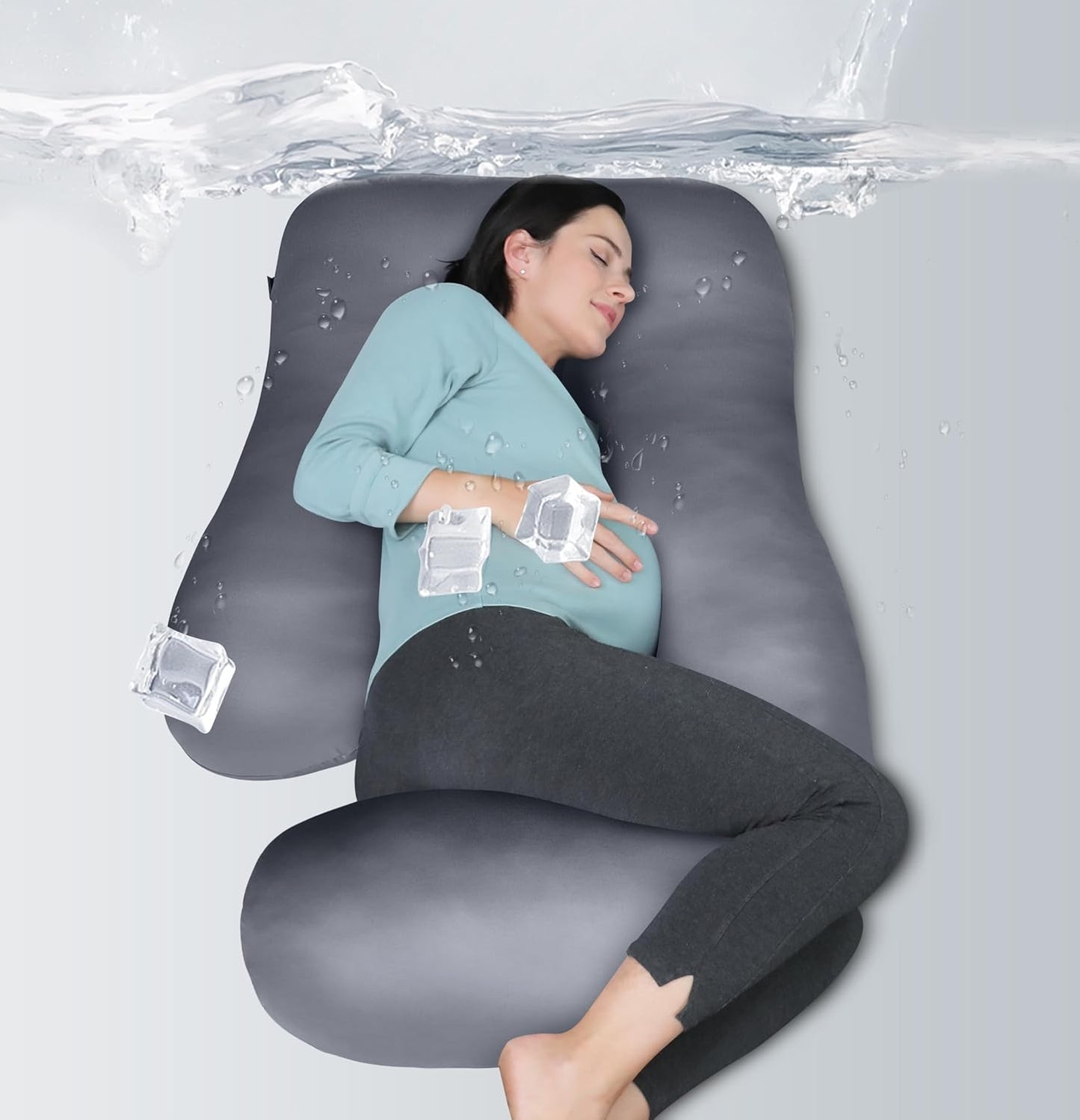 MOON PARK Pregnancy Pillows for Sleeping - 57 Inch U Shaped Full Body Maternity Pillow with Removable Cover - Support for Back, Legs, Belly, Hips - Pregnancy Pillow for Women - Grey