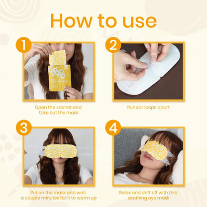 LANNA Heated Steam Eye Mask, Disposable 120 Minutes Chamomile Scent 10 Pcs