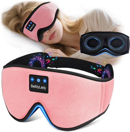 3D Bamboo Cotton Sleep Mask with Bluetooth 5.4 Headphone, Music Wireless Bluetooth Blackout Eye Mask for Side Sleepers, Earphones HD Speaker Microphone for Travel, Gifts for Women Men, Grey