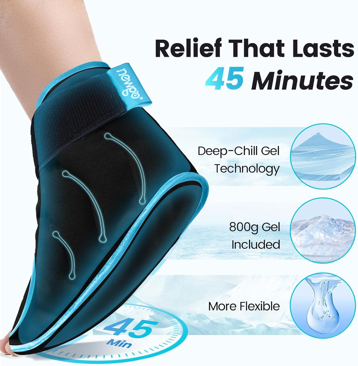 NEWGO Ice Pack for Foot Injuries Recovery, Blue