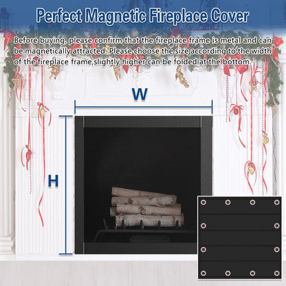 36"x24" Fireplace Cover, Magnetic Fireplace Blocker Blanket Stop Heat Loss | Indoor Fireplace Draft Stopper Save Energy, Magnetic Fireplace Draft Cover for Iron Fireplace Frame
