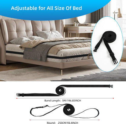 Sheet Fasteners, Adjustable Elastic Bed Sheet Holder Straps for Full,Queen,King Twin Bed,6 Way Cross Sheet Clips Suspenders Band,Fitted Round and Square Mattresses