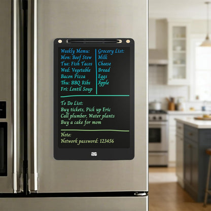 Magnetic Grocery List Pad for Fridge, 13Inch LCD Writing Tablet Magnet Fridge Board to Do Lists Shopping List Message Notepad for Refrigerator with One-Click Erase, Writing Pen (13inch)