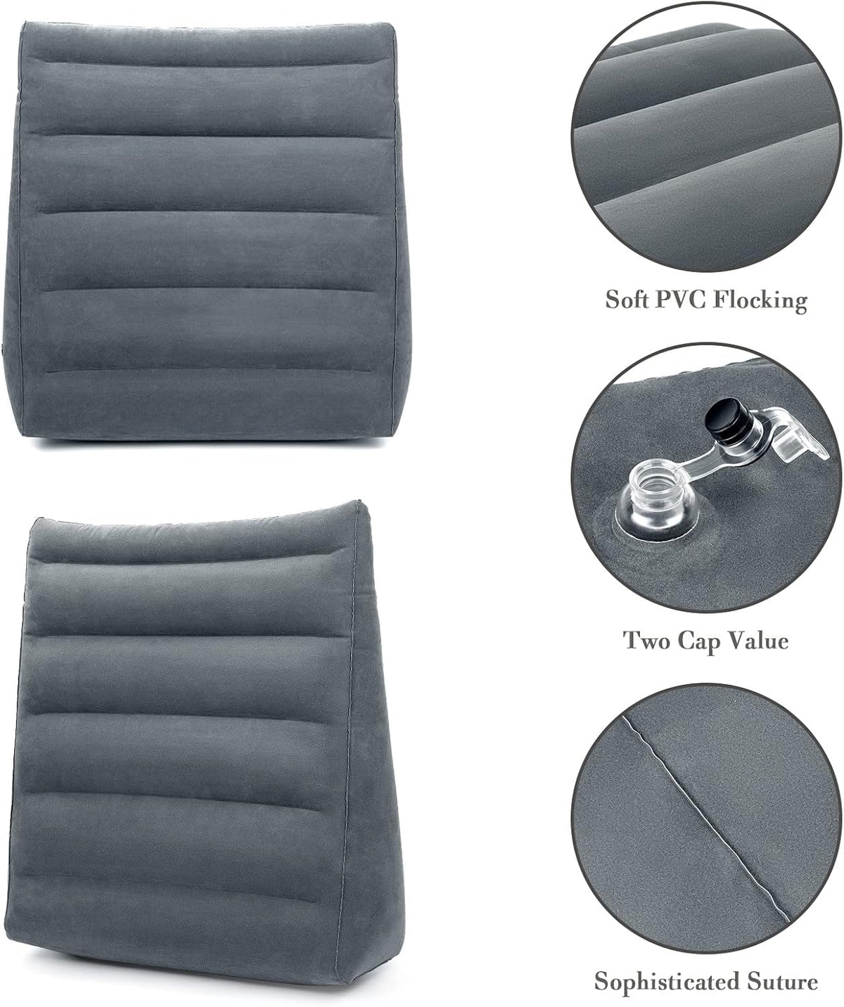 USHMA Inflatable Wedge Pillow for Sleeping, Portable Travel Wedge Pillow for Sitting in Bed, Inflatable Wedge Pillows for Travel, Blow Up Under Knee Pillow