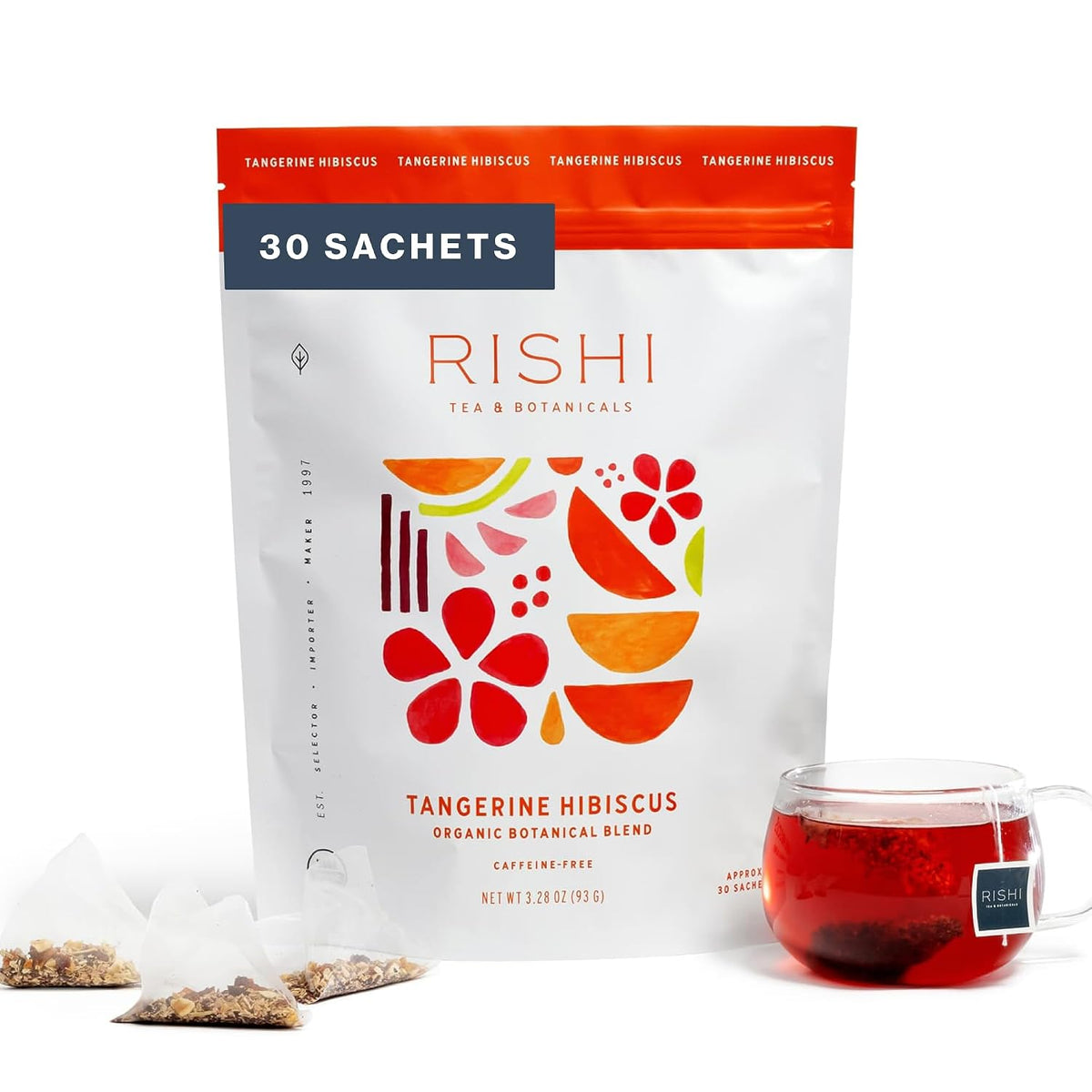 Rishi Tea Tangerine Hibiscus Organic Herbal Tea Bags, Caffeine Free