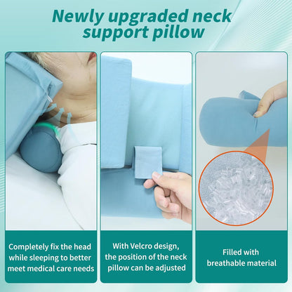 Neck Stabilizer Head Positioning Pillow for Bedridden Patients and Elderly – Adjustable Pillow for High-back Wheelchair and Hospital Bed, Support Medical Head Positioner (Upgraded with Neck Support)