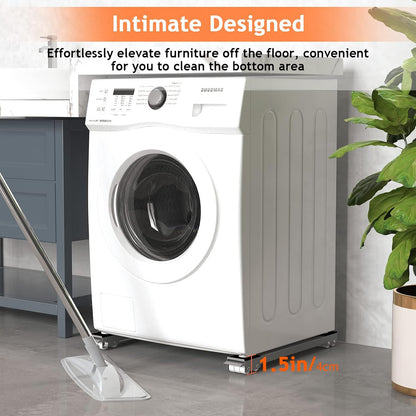 Ronlap Furniture Washing Machine Dolly Extendable Appliance Rollers, White | Heavy duty stand wheels for washing machine, refrigerator. Low profile mover dolly for washer and dryer, fridge & appliances