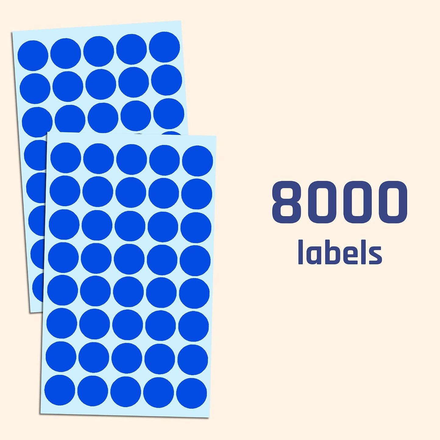 2000 Pack, 3/4" Round Colored Dot Stickers Labels - 10 Colors