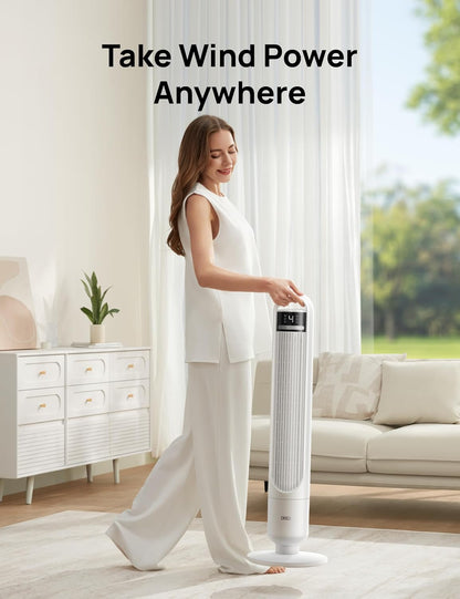 DREO Tower Fan for Bedroom, 26ft/s Velocity, 90° Oscillating, 8H Timer