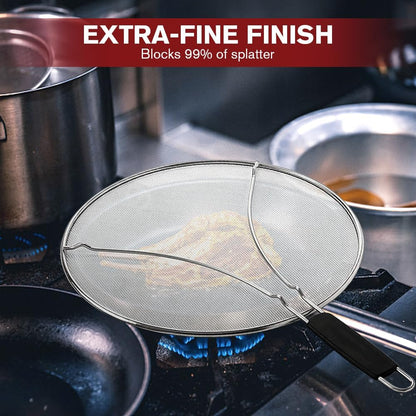 Splatter Screen for Frying Pan,Silicone Grease Splatter Guard, Heat-Resistant Splatter Guards for Cooking,Dishwasher Safe (9.8", 11.4", 13")