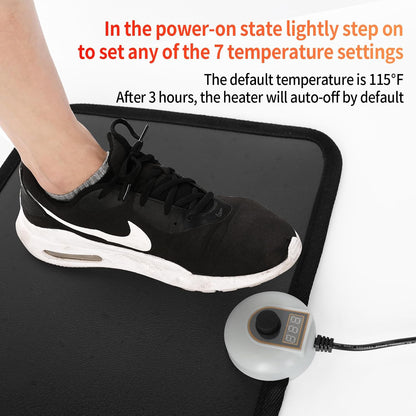 Electric Heated Floor Mats - AC 110V Foot Heater, Heated Foot Warmer Mat Under Desk for Office and Home (Black)