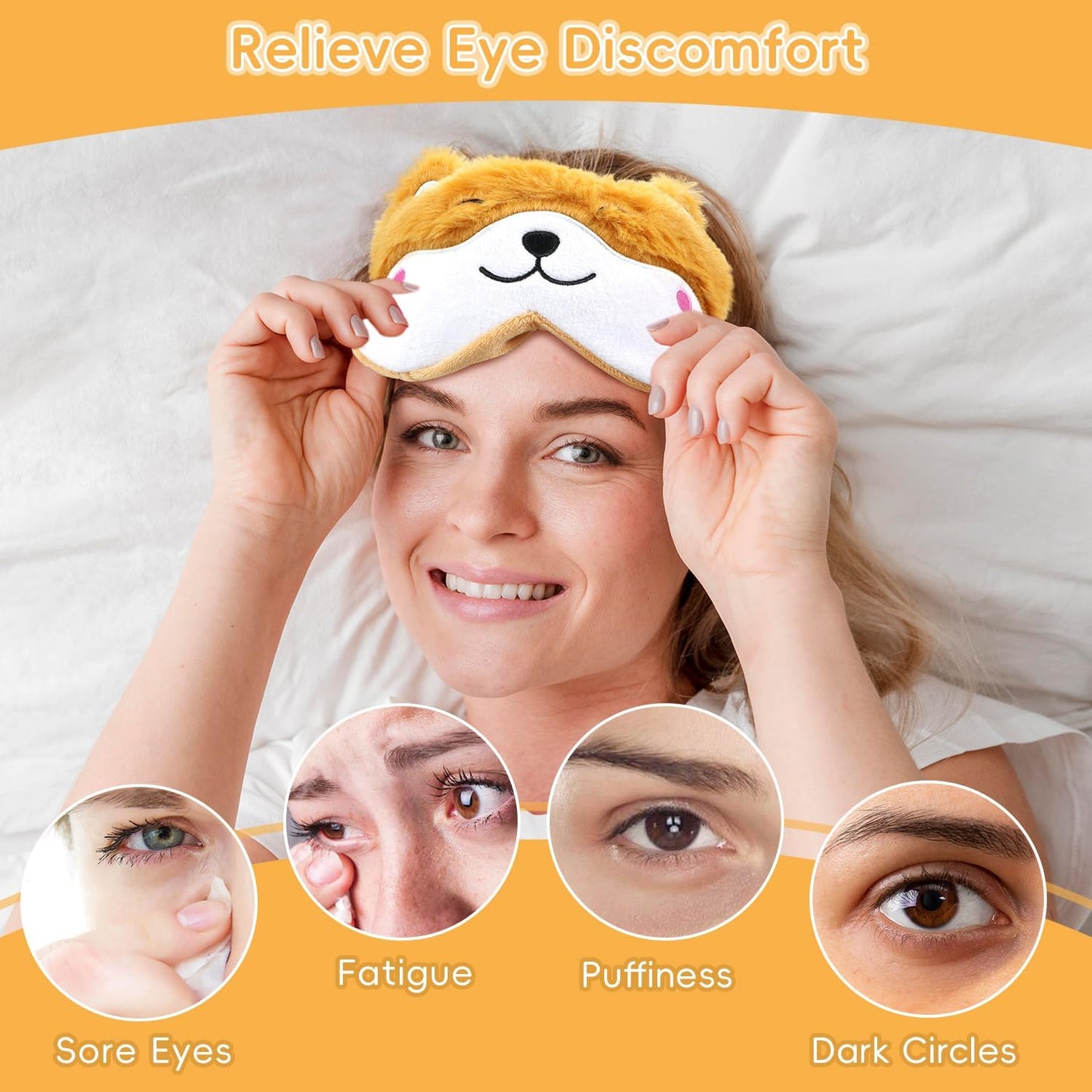 my novel things Microwave Heating Pad with Heated Eye Mask Compress Moist for Relieve Fatigue Period Cramps Uscented Microwavable Heating Pad Cute Bear for Women Birthday Christmas Gifts