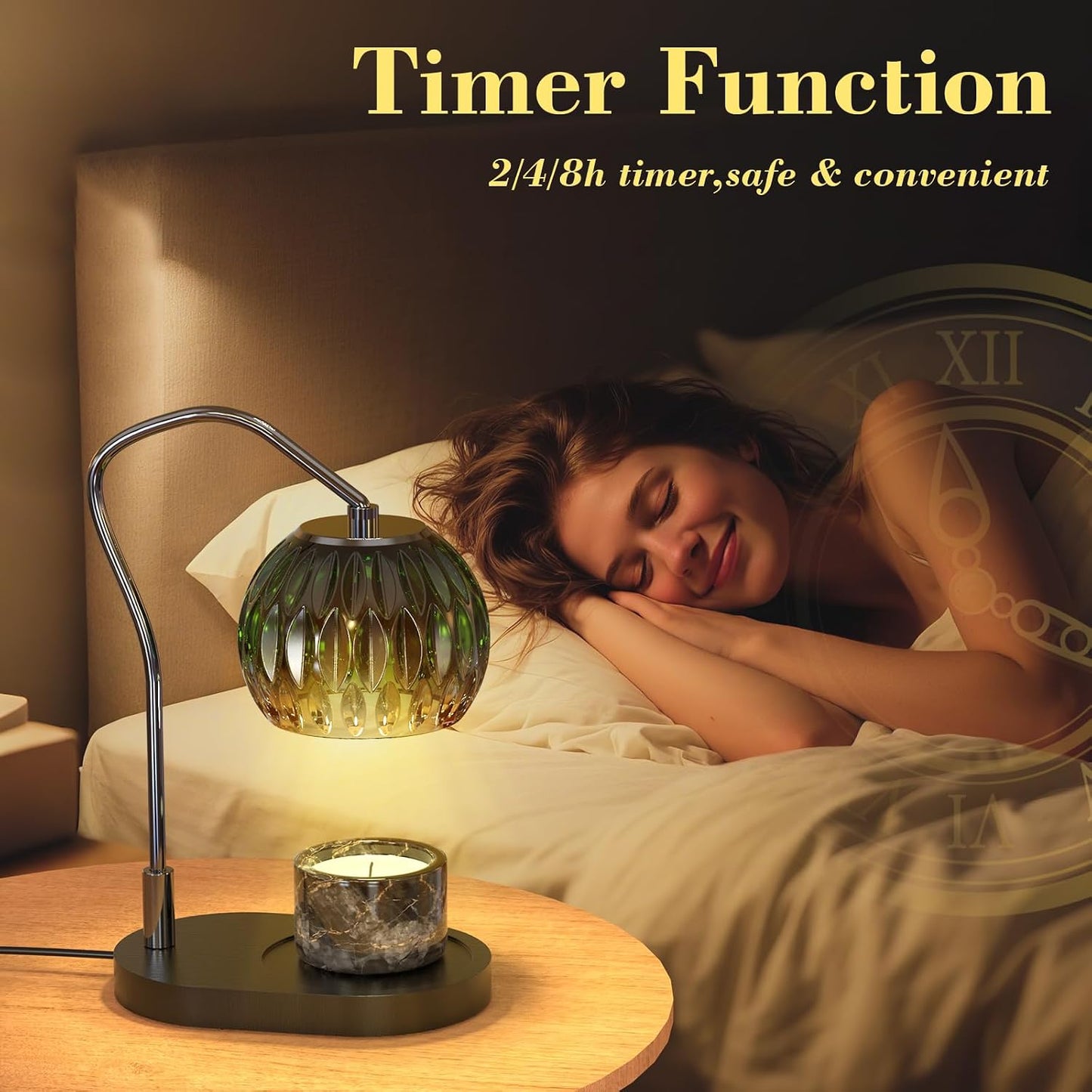 Modern Minimalist Wax Warmer for Jar Candles, Timer & Dimmer | Modern minimalist style. Timer & dimmer safe melt. 2 bulbs & heat-proof base. Perfect for living room, bedroom, or office.