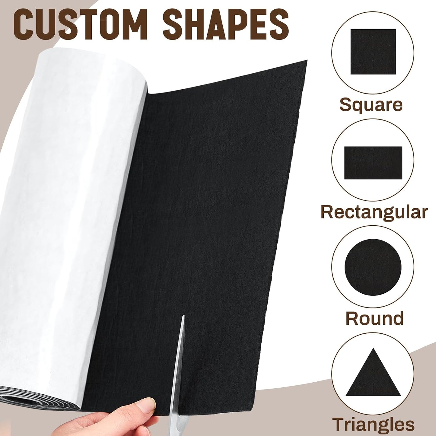 Fullhawl Large Felt Furniture Pads 8 x 60 Inch Non Slip Self Adhesive Heavy Duty Cuttable Strip Roll Felt Sheet Tape for Protecting Hardwood Floors Chair Wall, White
