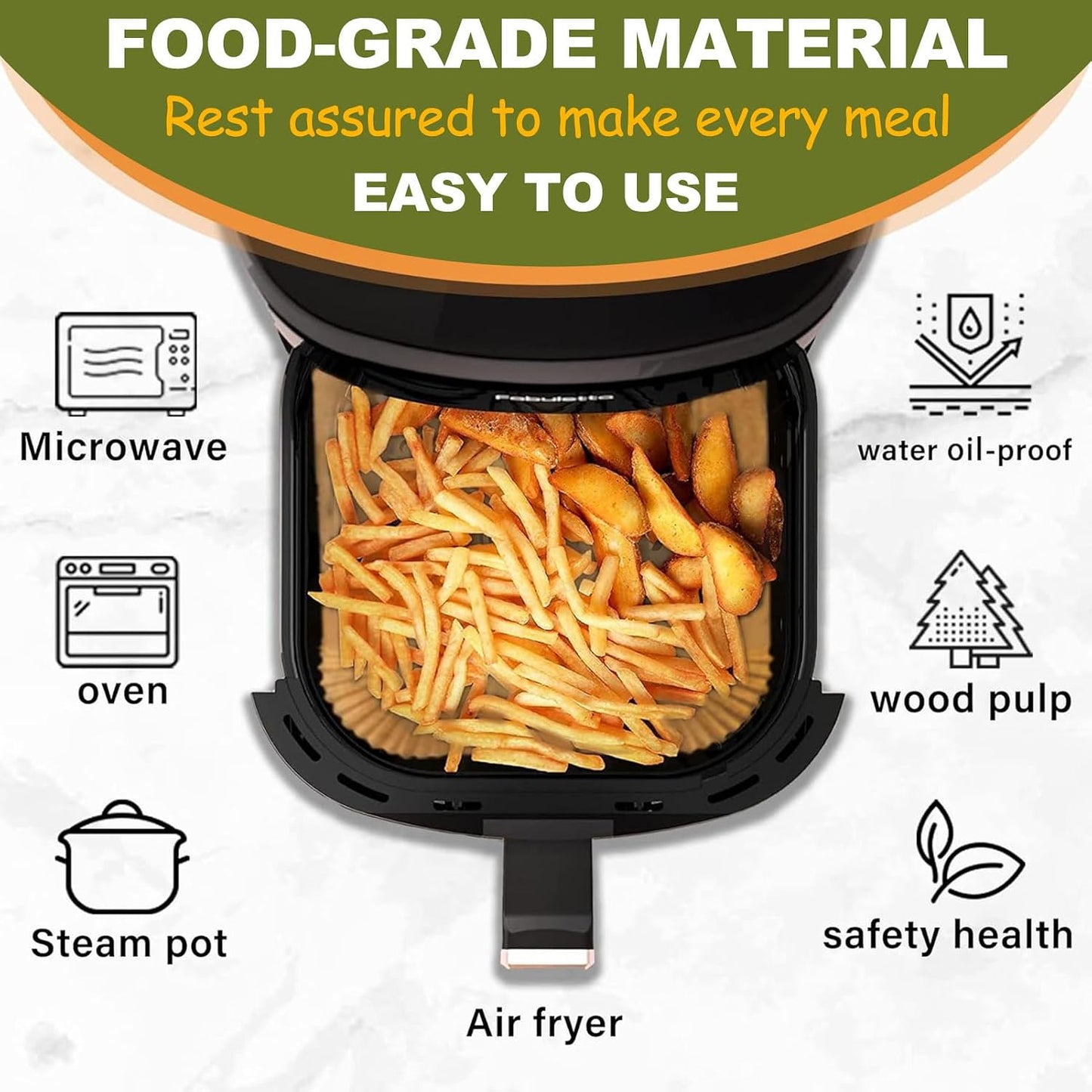Air Fryer Liners for bella 4Qt Slim Air Fryer, Bella Air Fryer Accessories, Parchment Paper Liners Disposable Rectangular for Ninja Foodi 2-Basket, Instant Pot Vortex Plus, PowerXL Vortex(100Pcs)