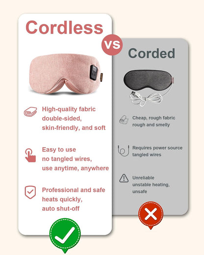 Heated Eye Mask for Dry Eyes: Warm Compress for Digital Tired Eyes, Stye Relief - Cordless, Adjustable Heat & Timer Settings - Airplane/Road Travel, Sleep aid, Office nap Pink