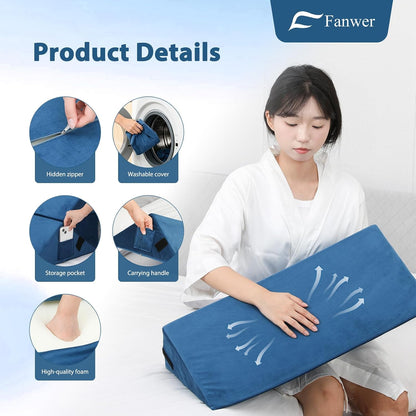 Fanwer Positioning Wedge Pillow for Side Sleeping (3 in 1), 40 Degree Triangle Bed Wedges & Body Positioners for Back Pain, Preventing Bedsores, After Surgery, Knees Elevated, Pregnancy