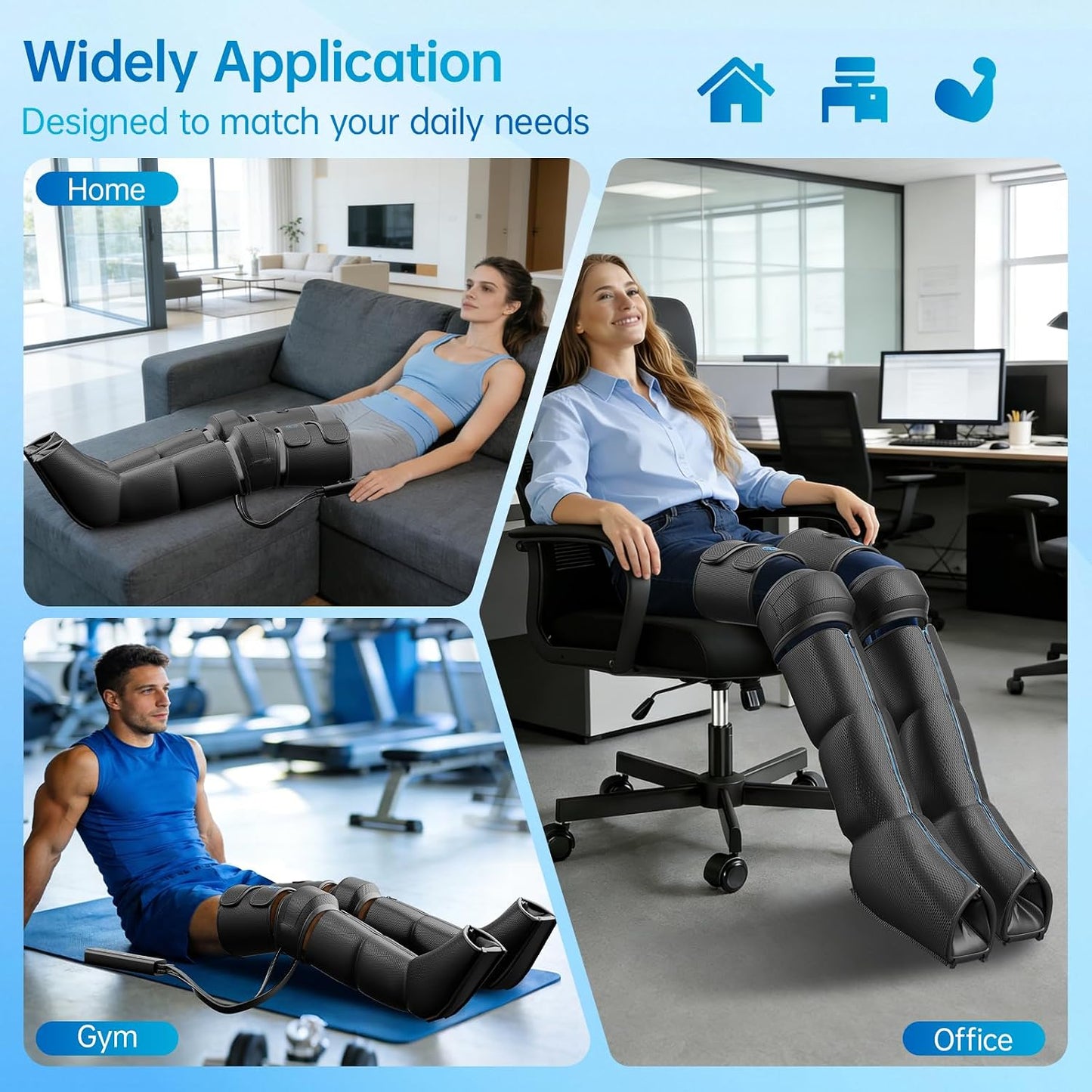 Air Leg Compression Massager Pro with Heat for Circulation and Pain Relief, Leg Recovery Compression System for Fast Recovery of Foot, Calf and Thigh, Relieve Edema, Reduce Muscle Fatigue