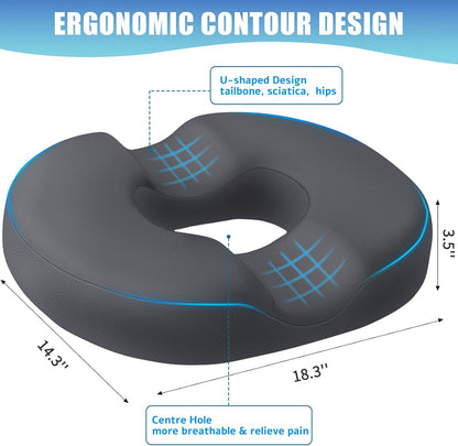 BlissTrends Donut Pillow Seat Cushion, Memory Foam Lifting Cushions(Black)