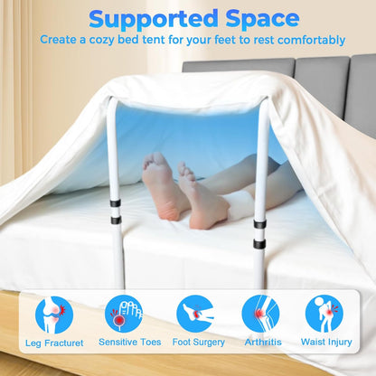 Blanket Lifter for Feet, Height Adjustable Non-Slip Blanket Lifters for Foot of Bed, Aluminum Alloy Blanket Support for Foot Knee Toes Leg Ankle Post Surgery Recovery, 4 Clips Included