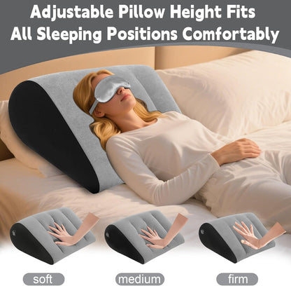 Inflatable Bed Wedge Pillow for Sleeping - Inflatable Wedge Pillow with Silk Eye Mask Set for Traveling,Leg Elevation,Back Support,Body Positioners,Lumbar Cushion for Post-Surgery Recovery,Camping Use