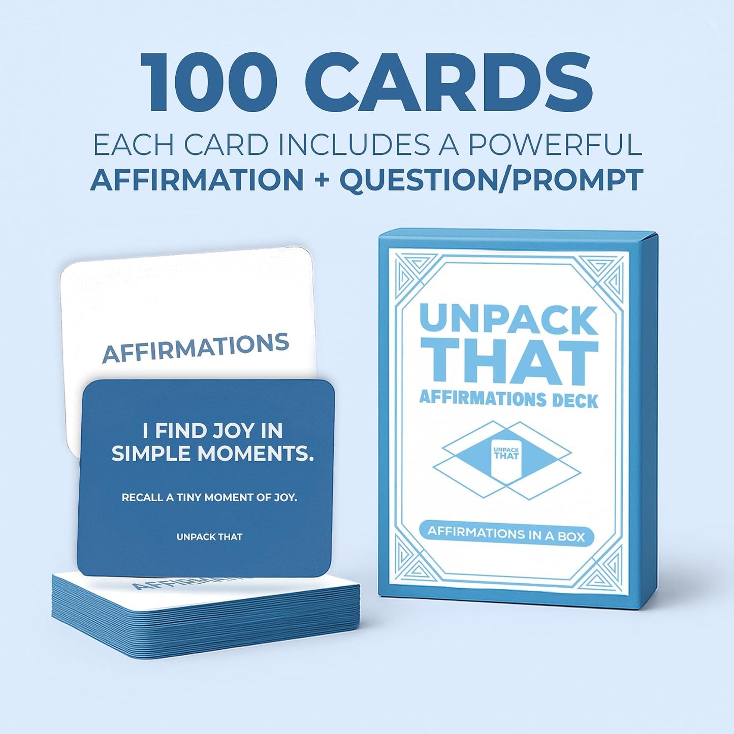 UNPACK THAT Self-Exploration Card Deck Personal Growth Cards - 100 Deep Questions for Self-Discovery, Mindfulness & Emotional Healing | Journal Prompt, for Her