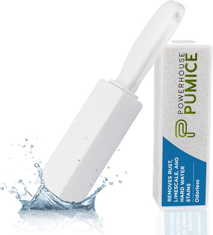 Powerstone Pumice Stone Toilet Bowl Cleaner with Handle (2-pack) - A Solution for Hard Water Stains on Toilets, Grills, Tiles, Grout & Pools