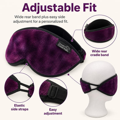 Dream Essentials Utopia Blackout Sleep Mask with Wide Cradle Band, Adjustable Plush Eye Mask for Side Sleepers, Flexible Nose Bridge, Handmade in USA, Travel & Naps