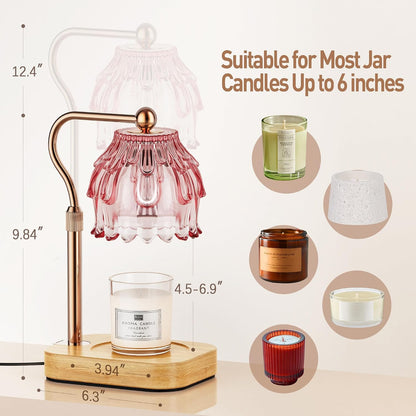 Candle Warmer Lamp with Timer - Flower Electric Wax Melter Warmer Adjustable Height for Jar Candles, Gift for Women, Mom, Christmas, Birthday,Home Decor