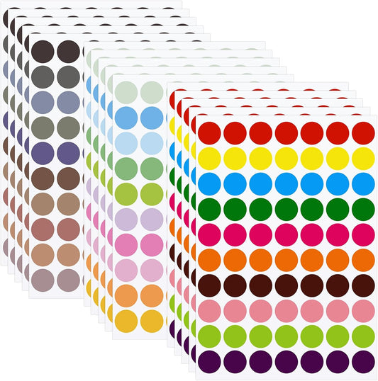 1050 Pcs Dot Stickers 3/4 Inch Colored Dot Stickers 30 Color Circle Coding Labels Price Labels, for Office, Classroom Decor, Papers, Home DIY