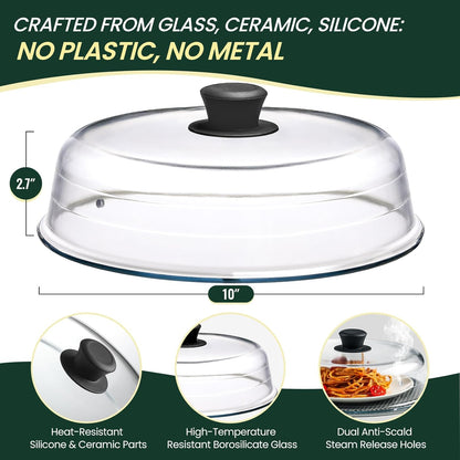 2 in 1, Glass Microwave Splatter Cover for Food & Microwave Place Mat