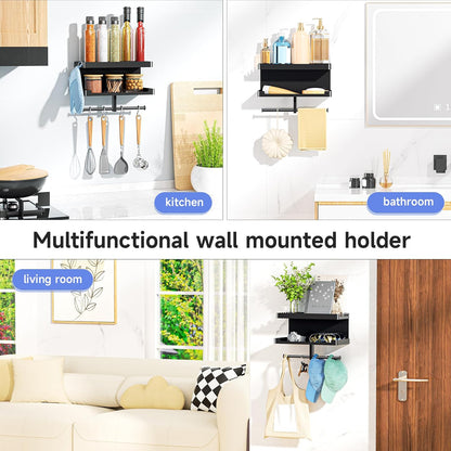 Dog Leash Holder for Wall, Leashes Hanger, Wall Mounted Dog Stuff Storage and Organizer, Metal Key Holder Pet Leash Hooks for Leashes, Training Treats, Chew Toys, Keys, Large (White)