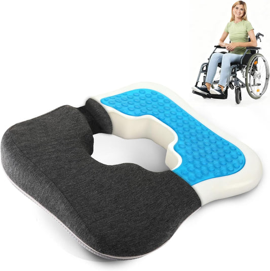 Gel Wheelchair Cushions for BedSores Prevention,Bed Sore Pad Cushion for Butt - Pain Relief for Long Sitting & Relieve Sciatica, Back, Tailbone, Pressure Sore and Ulcer Pain for Pregnant and Elderly
