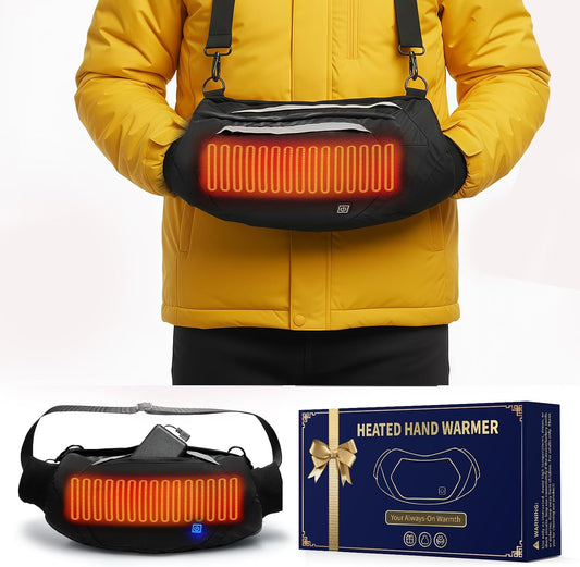 Heated Hand Warmer Pouch, 3-Stage Heat Electric Heated Hand Muff, 10000mAh Rechargeable Portable Power Bank Hand Warmer for Football, Hunting,Fishing,Camping,Outdoor Work