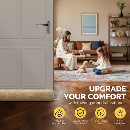 fowong 32" Door Draft Stopper, Weighted Under Door Noise Stopper, Oatmeal | Weighted Fabric Blocks Drafts, Dust & Light, Great for Interior Doors to Help Reduce Noise and Improve Comfort