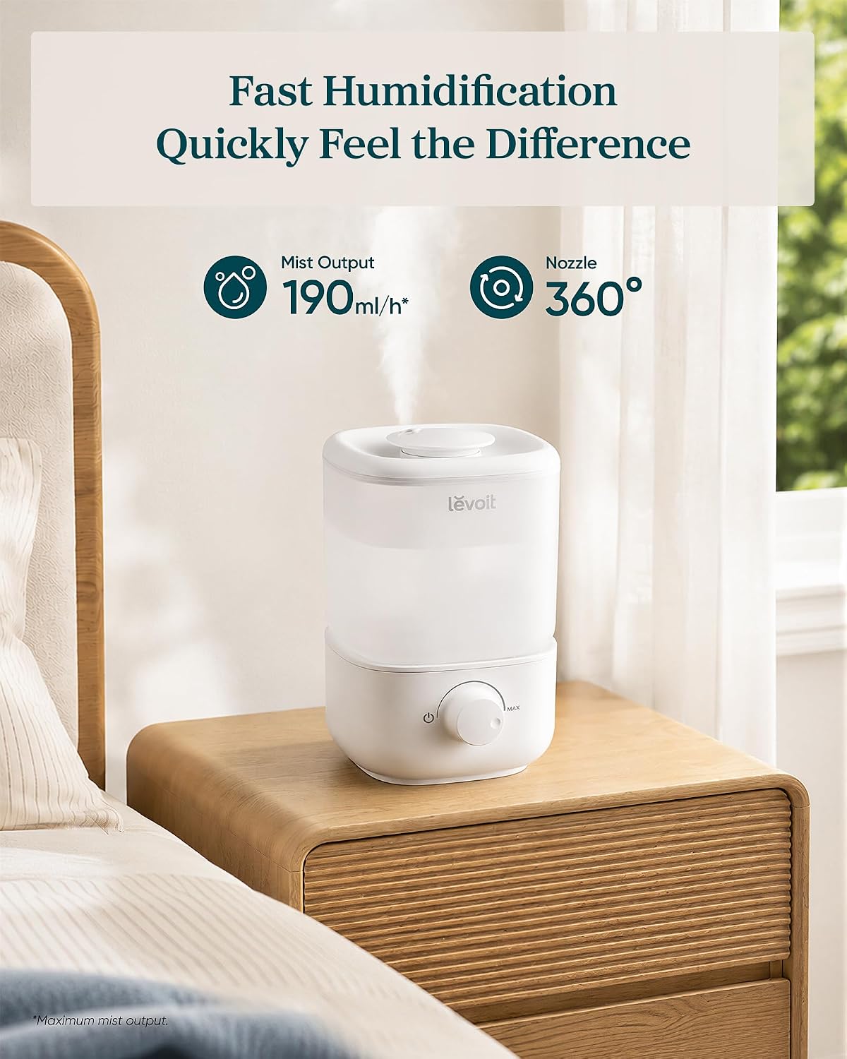 Levoit Humidifiers for Bedroom, Smart Warm and Cool Mist, Symptom Relief